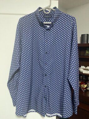 Mizzen+Main XL Classic Leeward Classic Long Sleeve Dress Shirt Blue Flowers